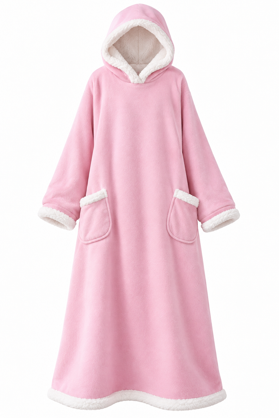 Plaid Câlin à capuche – sweat-couverture oversize rose